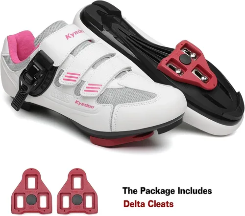 Vista 3 de Zapatos de ciclismo para mujer compatibles con clip de bicicleta Peloton en interiores, ciclismo de carretera, ciclismo, ciclismo, equitación, tacos