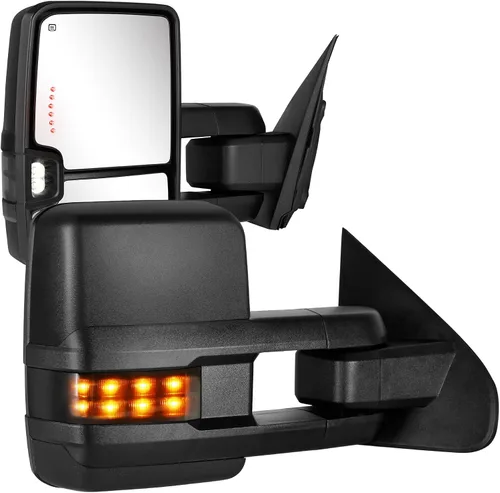 Vista 11 de Espejos de remolque negros para Chevy Silverado GMC Sierra 2014-2018 Turn Signal Backup Lamp Running Light Temp Sensor Heated Power Glass Manual