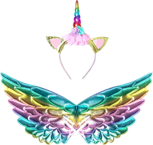 Vista 4 de Soyoekbt Disfraz de unicornio para niñas, vestido de unicornio con luz LED, vestido de princesa para fiesta de cumpleaños para fiesta de Halloween