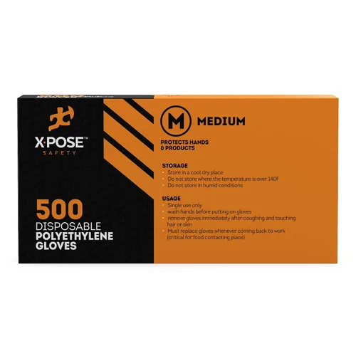 Vista 3 de Xpose Safety Guantes desechables de polietileno transparentes, 500 grandes, paquete de 10 unidades, sin látex, preparación de la cocina (1, mediano)