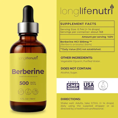 Vista 2 de Berberine Liquid Drops - de Berberis Aristata Bark, 4 onzas líquidas, suplemento orgánico para equilibrio natural, extracto sin azúcar, sabor