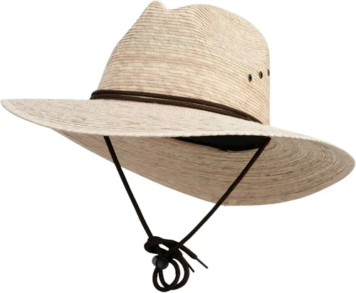 Vista 6 de Sombrero Fedora de ala grande con trenza de palma para hombre Dk Palm
