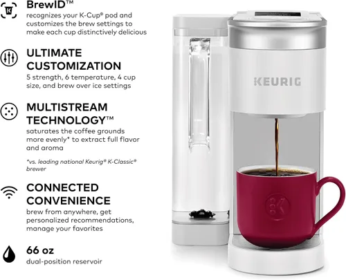 Vista 2 de Keurig K-Supreme SMART Cafetera de una sola porción con compatibilidad WiFi, 4 tamaños de preparación y depósito extraíble de 66 onzas, compatible