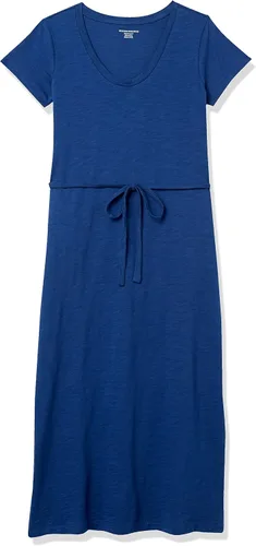 Vista 6 de Tienda Essentials Vestido midi de manga corta con cinturón para mujer