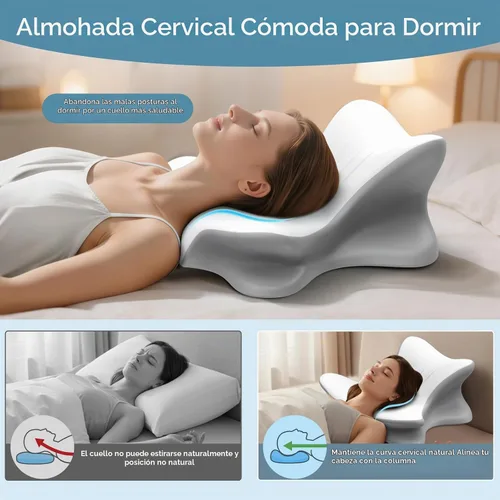 Vista 6 de Almohada cervical para el cuello para aliviar el dolor, almohada de lectura ergonómica para la cama, almohada de cuña de contorno de espalda Blanco