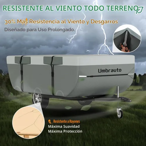 Vista 4 de Umbrauto - Cubierta para remolque de tienda de campaña 2022 mejorada de 6 capas superiores, impermeable, extragrueso, polipropileno, transpirable