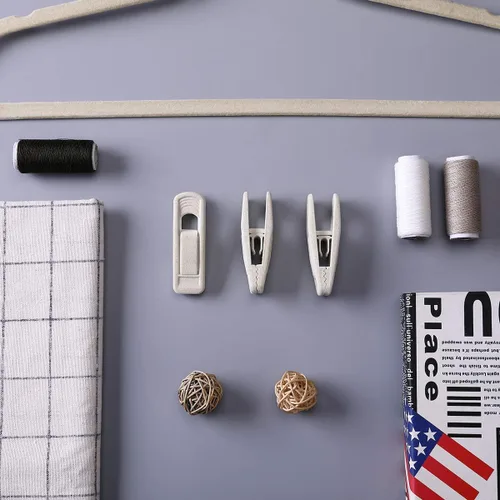 Vista 8 de Trgowaul Perchas de terciopelo - Clips fuertes para pantalones delgados (20 unidades, beige)