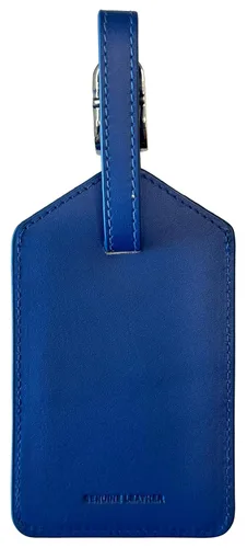 Vista 3 de Etiqueta de equipaje de cuero de grano superior genuino azul cobalto