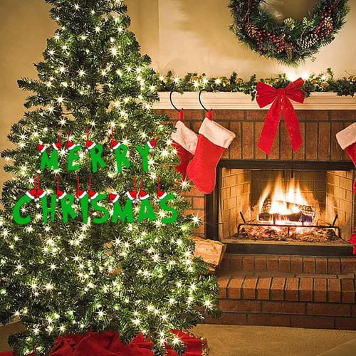 Vista 7 de Decoraciones de Navidad - Letras de adorno de la A a la Z para el árbol, adornos colgantes del alfabeto de Navidad de bricolaje (A)
