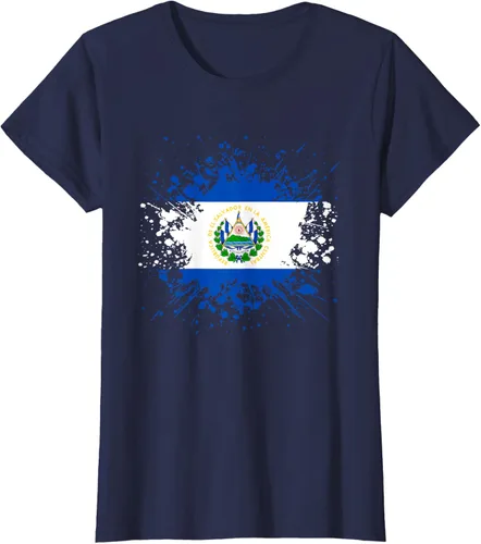 Vista 18 de Camiseta Salvador Patrimonio de la Familia Salvadoreña País Bandera de El Salvador, Negro