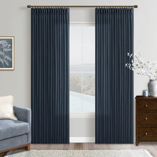 Vista 31 de TWODRAPES Cortinas de Lino Plisadas con Pinza Beige Blancas de 54 Pulgadas de Largo 2 Paneles para Comedor Cocina Dormitorio Plisadas Semi