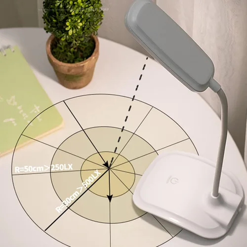 Vista 9 de Lámpara de escritorio LED con carga USB, lámpara de mesa para escuela, hecha de plástico (blanco)