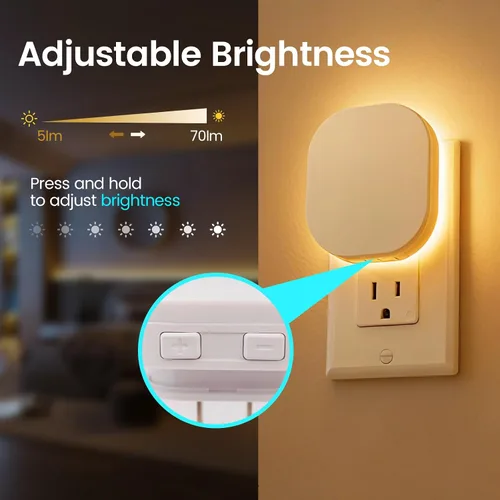 Vista 4 de Luz nocturna LED retroiluminada con sensor de movimiento y sensor de atardecer a amanecer, luz nocturna blanca cálida suave de 2700 K con brillo