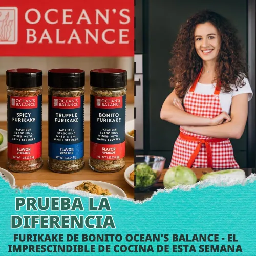 Vista 7 de Condimento Bonito Furikake de Ocean Balance - Condimento de algas marinas con algas de Maine Coast - Condimento saludable con sal de algas marinas