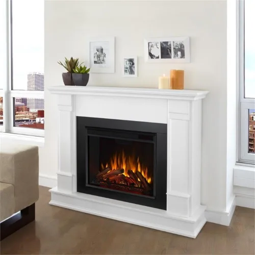 Vista 2 de Real Flame Silverton - Chimenea eléctrica de 48 pulgadas con repisa para sala de estar o dormitorio, inserto de chimenea calentador reemplazable