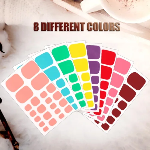 Vista 7 de 8 hojas de tiras de uñas de gel de color sólido, calcomanías autoadhesivas para uñas de los pies, exquisitas calcomanías de envoltura completa