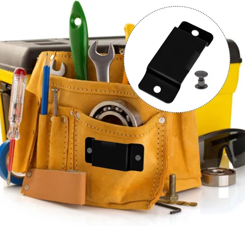Vista 2 de Kibbeh 12 Pcs Metal Tape Measure Holder - Belt Clips with Rivets, Easy to Carry (Matte Black)