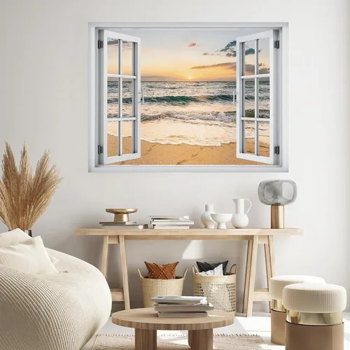 Vista 27 de SIGNWIN Adhesivo de pared removible/mural de pared para ventana, vegetación exuberante y árboles iluminados por el sol, fotografía, realismo