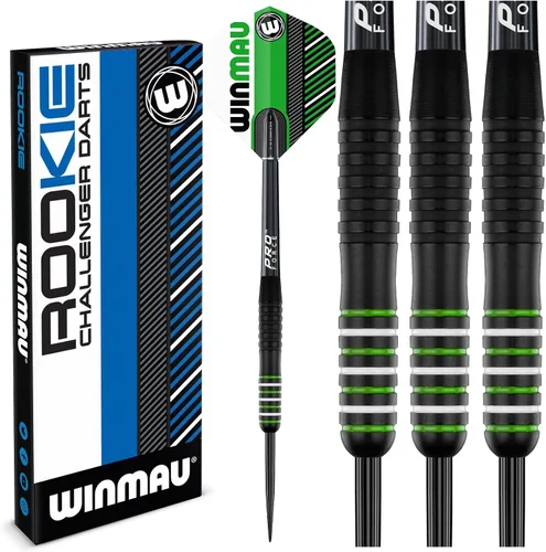 Vista 2 de Winmau Rookie - Juego de dardos de latón con vuelos, ejes (tallos) y folleto exclusivo de dardos, disponible en azul, rojo y verde