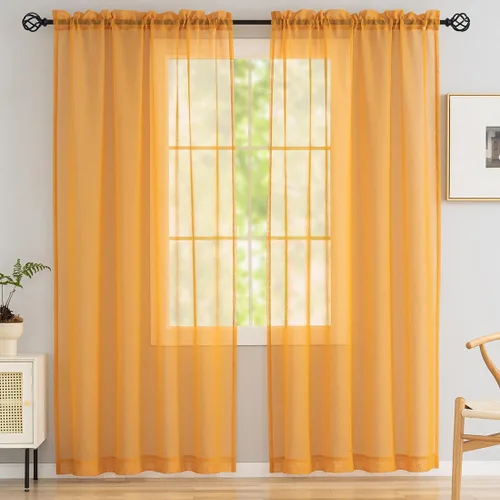 Vista 81 de MYSTIC-HOME Juego de cortinas de niveles transparentes blancas para cocina de 24 pulgadas de largo, tratamiento de cortinas para ventanas pequeñas