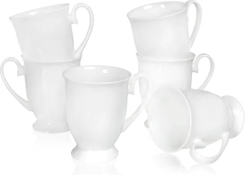 Vista 9 de Juego de 2 tazas de café blancas de porcelana fina (8 onzas)