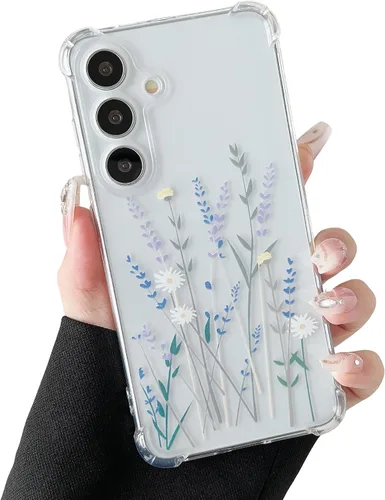 Vista 20 de ZTOFERA Funda transparente para Samsung Galaxy S24 con bonito patrón de flores para mujeres y niñas, funda protectora a prueba de golpes, delgada