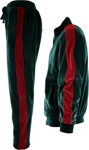 Vista 3 de Conjunto de terciopelo para hombre con bolsillos con cremallera y forro de terciopelo