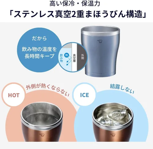 Vista 2 de Zojirushi SX-DN30-NC - Vaso de acero inoxidable, doble capa al vacío, retención de calor, aislamiento al frío, 10.1 fl oz (10.1 fl oz), cobre cobre