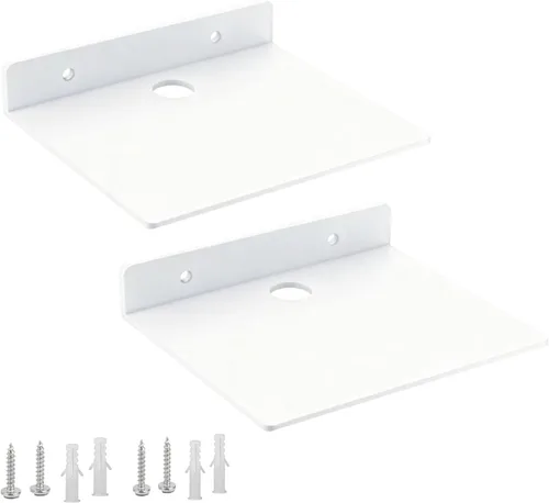 Vista 11 de Estante pequeño para pared, 5 pulgadas, estantes flotantes de metal para eco, cámaras, estantes de montaje en pared para altavoces pequeños