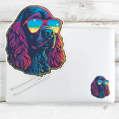Vista 4 de Yoonek Graphics Cocker Spaniel - Calcomanía de vinilo para coche, laptop, vaso, más. #004110