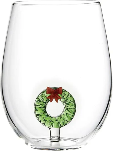 Vista 3 de Slant Holiday Party Supplies - Copas de vino sin tallo con figura 3D, 20 onzas, bastón de caramelo