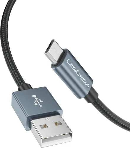 Vista 9 de CableCreation Cable micro USB corto, USB a micro USB 24 AWG cable de carga rápida triple blindado, compatible con PS5/PS4, Raspberry Pi Zero, Negro