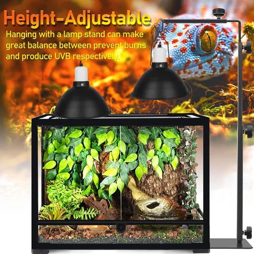 Vista 3 de Lámpara reflector de reptiles, lámpara de cúpula de aluminio pulido profundo de 8.5 pulgadas para terrarios de vidrio de reptiles, compatible