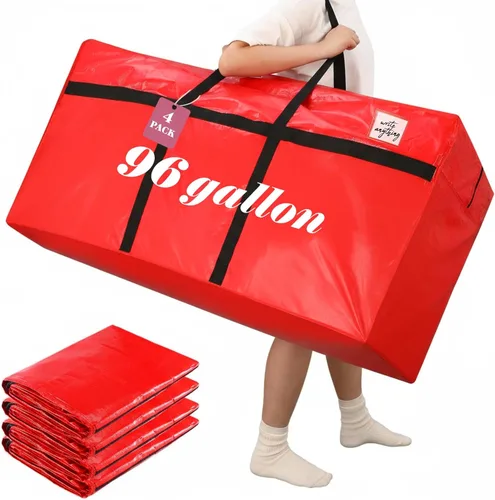 Vista 13 de 4 Piezas Bolsas de Mudanza Grandes con Cremallera y Asas Bolsas de Lona Tipo Duffle Plegables de Almacenamiento Extra Resistentes Extra Grandes