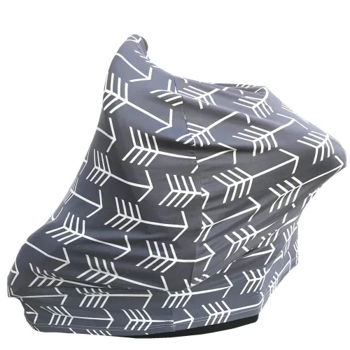 Vista 3 de Funda de lactancia para bebés, funda de asiento de coche versátil para recién nacido, gris con flecha blanca