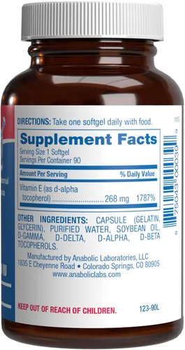 Vista 2 de Cápsulas blandas de vitamina E de 400 UI – Fórmula clínica Complejo de suplemento de vitamina E natural con tocoferol d-alfa y tocoferoles mixtos