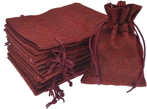 Vista 18 de 50 bolsas de arpillera blanca con cordón, bolsas pequeñas de lino de 2.7 x 3.5 pulgadas, bolsas de regalo para joyas, bolsas de dulces para Navidad