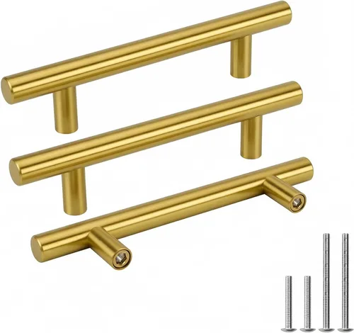 Vista 9 de Goldenwarm Paquete de 15 manijas doradas de 2-1/2 pulgadas, tiradores de gabinete de latón cepillado, manijas doradas para cajones de cocina