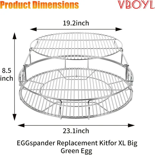 Vista 2 de Kit de repuesto mejorado de 5 piezas para Big Green Eggspander, incluye parrilla multifunción para parrilla, cesta de conveggtor, hecho de acero