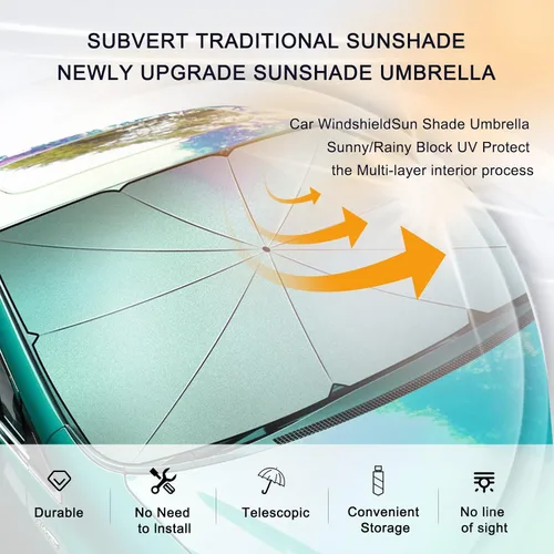 Vista 6 de Parasol Sombrilla para Parabrisas - Protector Reflector Visera Solar Plegable para Automóvil para Bloqueo de Rayos UV y Protección contra el Calor