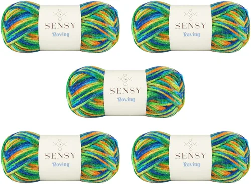 Vista 76 de Sensy Roving - Ovillo de lana multicolor, 3.5 onzas, 132 yardas, calibre 5, voluminoso (otoño)