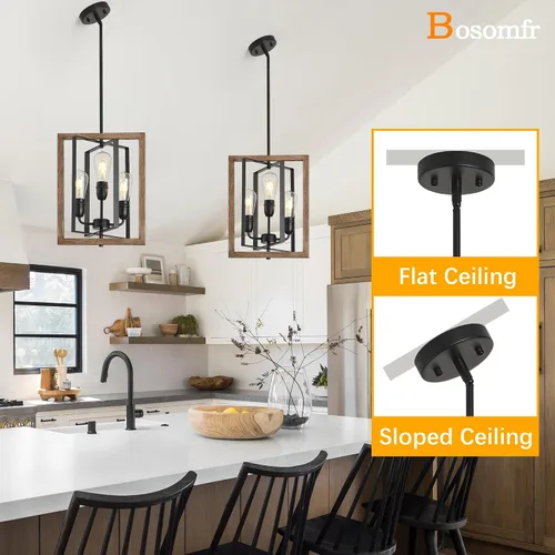 Vista 7 de Candelabro de 3 luces para entrada, moderna lámpara de granja para vestíbulo, dormitorio, luces colgantes rústicas para comedor, sala de estar, isla
