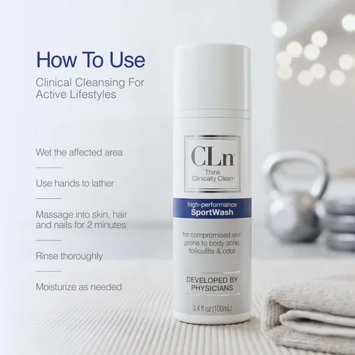 Vista 4 de CLn® SportWash - Gel de baño deportivo de alto rendimiento, para hombres y mujeres propensos a olores corporales, olor de pies, tiña, foliculitis