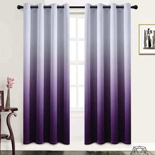 Vista 217 de SimpleHome Cortinas degradadas degradadas para oscurecer la habitación de 36 pulgadas de largo para dormitorio, con ojales y bloqueo de luz Negro