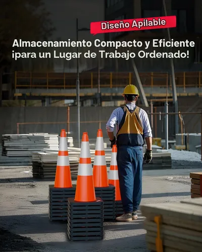 Vista 5 de BATTIFE Conos de tráfico de 28 pulgadas con base ponderada negra, conos de seguridad de PVC naranja para control de tráfico, eventos