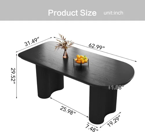 Vista 2 de Guyii Mesa de comedor de 62.99 pulgadas con una mesa completa, mesa de cocina moderna para 6 personas, mesa de comedor interior para cocina, bar