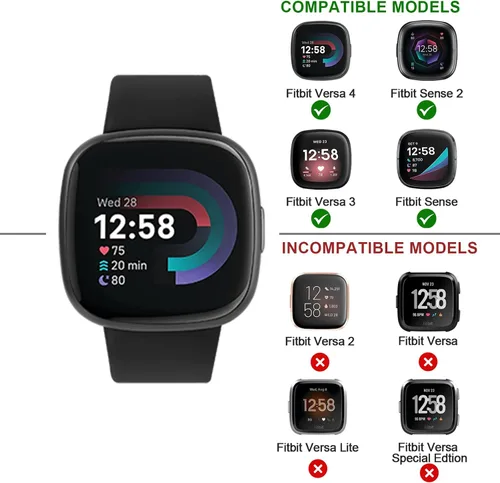 Vista 2 de AK Correa deportiva compatible con Fitbit Sense 2, Versa 4, Versa 3, correas clásicas de silicona suave para reloj inteligente, para mujeres
