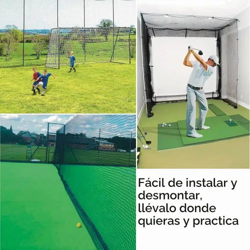 Vista 4 de Red de práctica de golf, red de golf de nailon resistente, red de golf para interiores y exteriores con kit de alambre para colgar, redes de golf