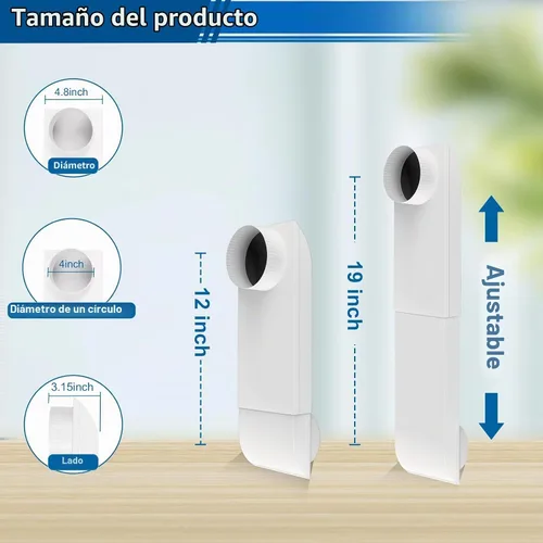 Vista 3 de Periscope - Ventilación de secadora ajustable de 12-19 pulgadas, acero Ventilación de secadora 12-19in blanco
