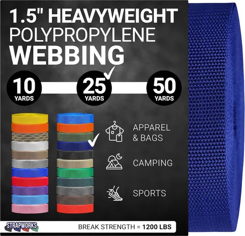 Vista 34 de Strapworks Heavyweight Polypropylene Webbing - Heavy Duty Poly Strapping for Outdoor DIY Gear Repair, 1.5 Inches